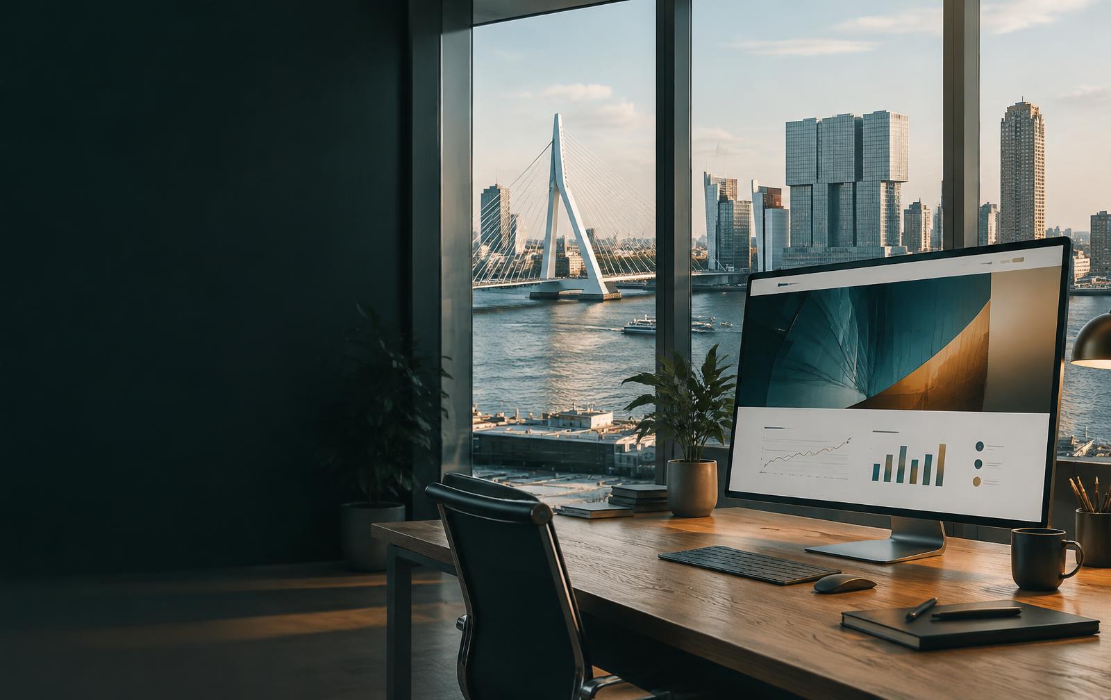 Webstrategie en webdesign met uitzicht op de Erasmusbrug in Rotterdam